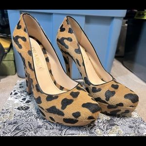 Prada beige Leopard calf hair pumps